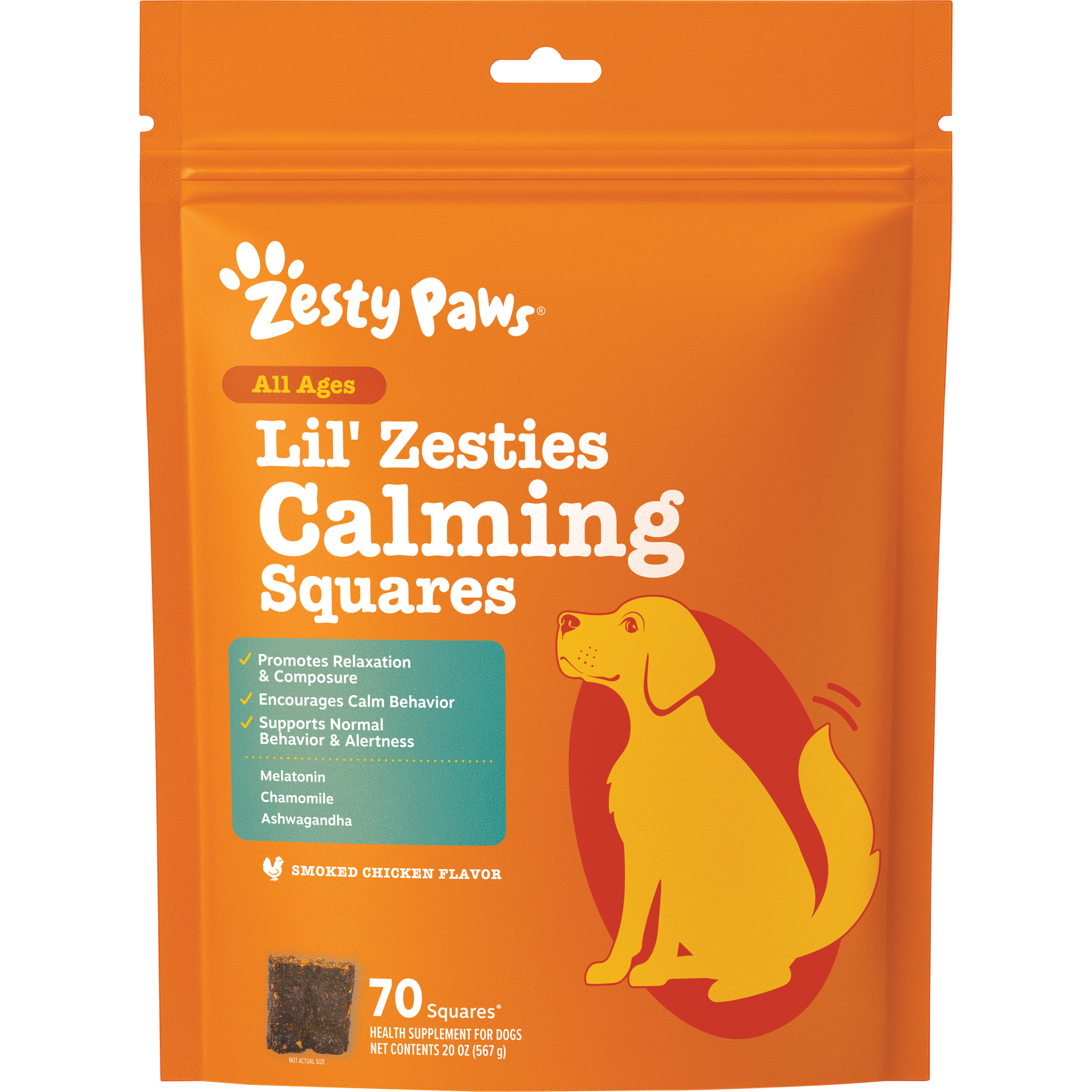 810030590514_ZP_Dog_LilZestiesCalmingSquares_SmokedChicken_20oz_Pouch_02-PR1-04820_v1_Front.png