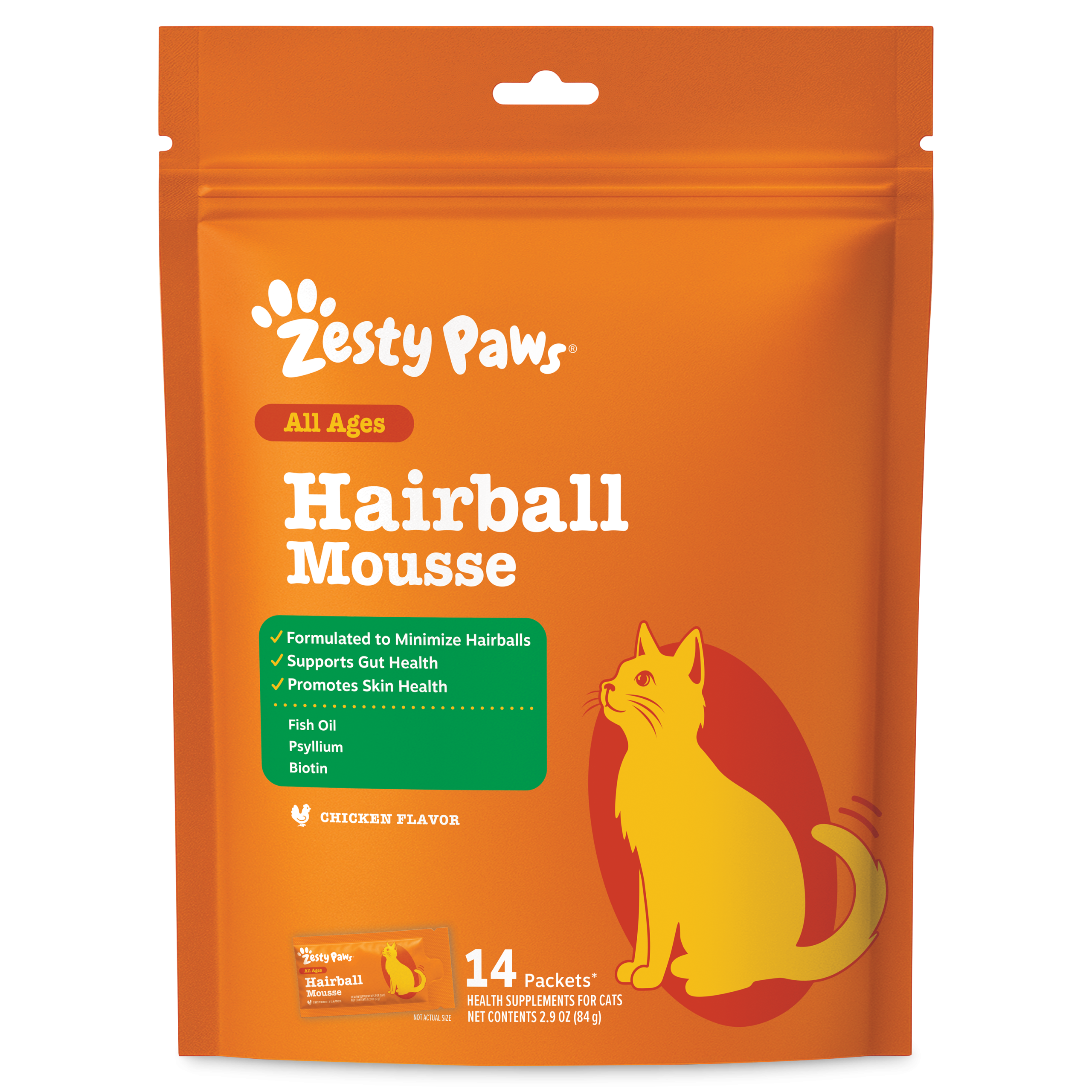 810030594543_ZP_Cat_HairballMousse_Chicken_14ct_Pouch_02-PR1-65414_v1_Front.png