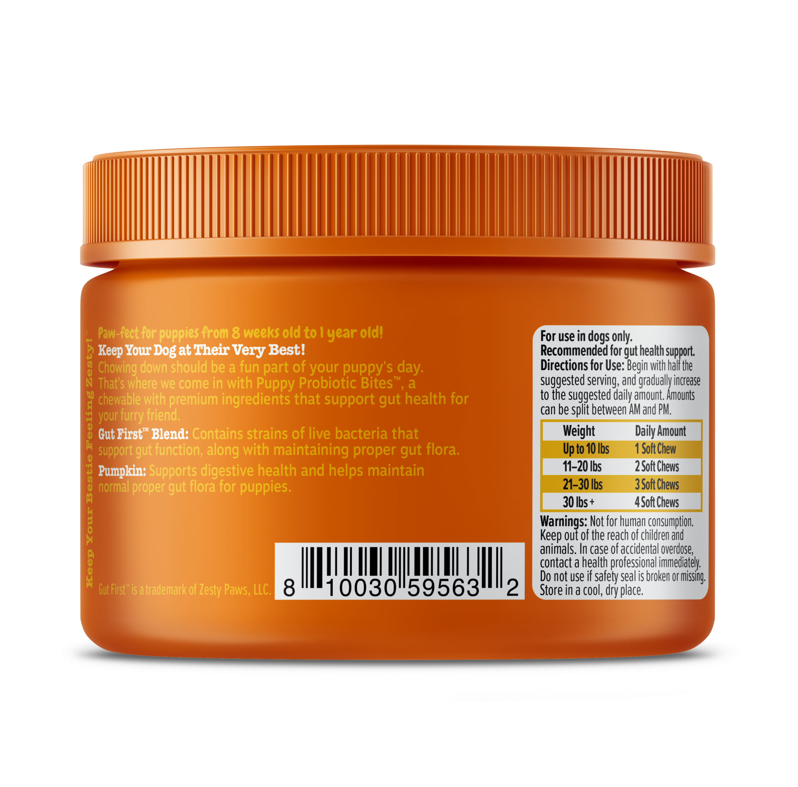 810030595632_ZP_Dog_Supplement_PuppyProbioticBites_Pumpkin_90ct_Right.png